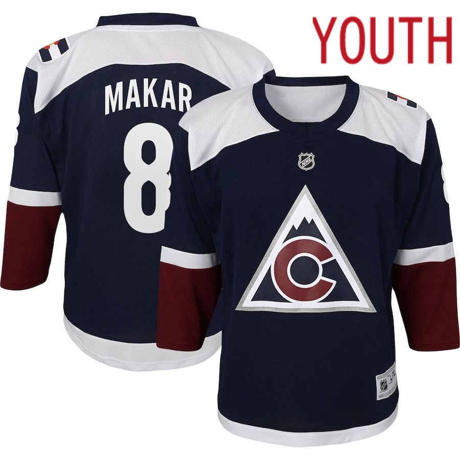 Youth Colorado Avalanche 8 Cale Makar Navy Replica Player NHL Jersey